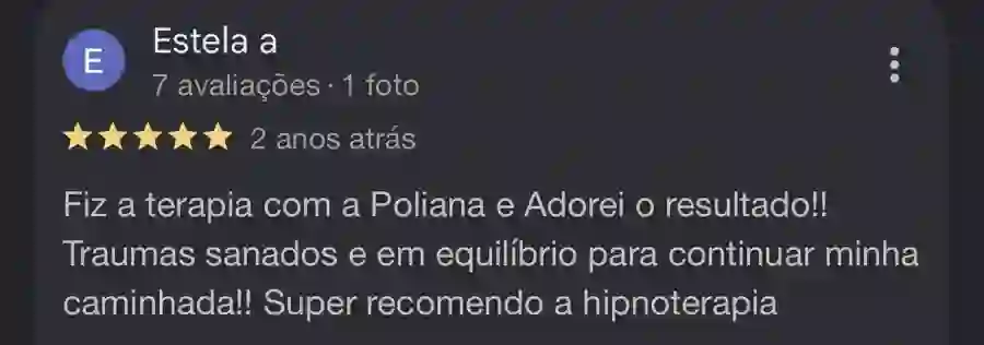 Depoimento de Estela A. sobre a Poliana Santos no Google