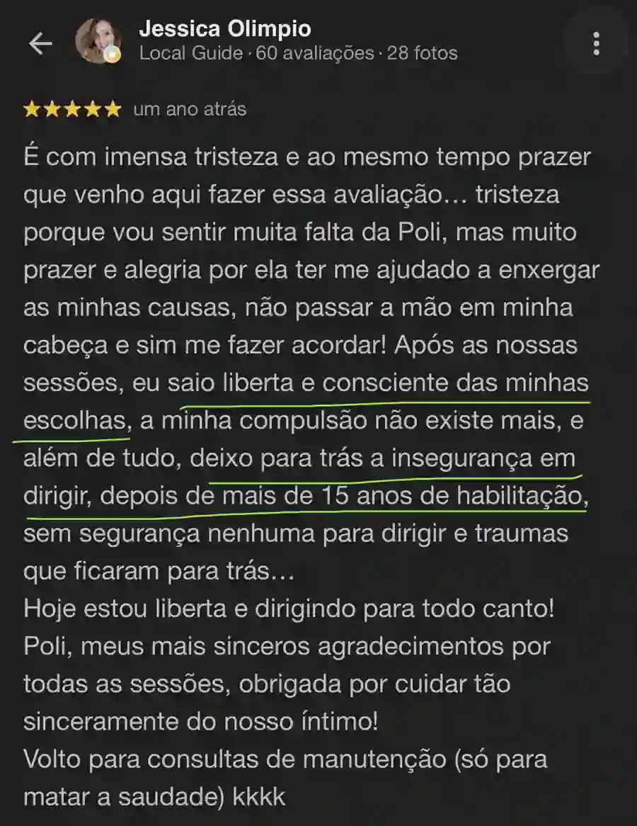 Depoimento de Jessica Olimpio sobre a Poliana Santos no Google