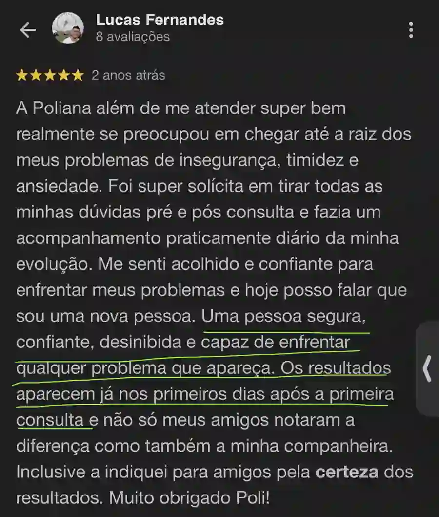 Depoimento de Lucas Fernandes sobre a Poliana Santos no Google