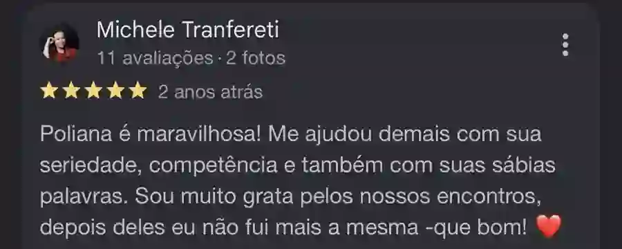 Depoimento de Michele Tranfereti sobre a Poliana Santos no Google