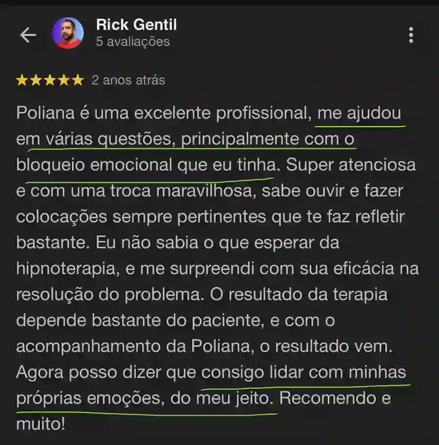 Depoimento de Rick Gentil sobre a Poliana Santos no Google