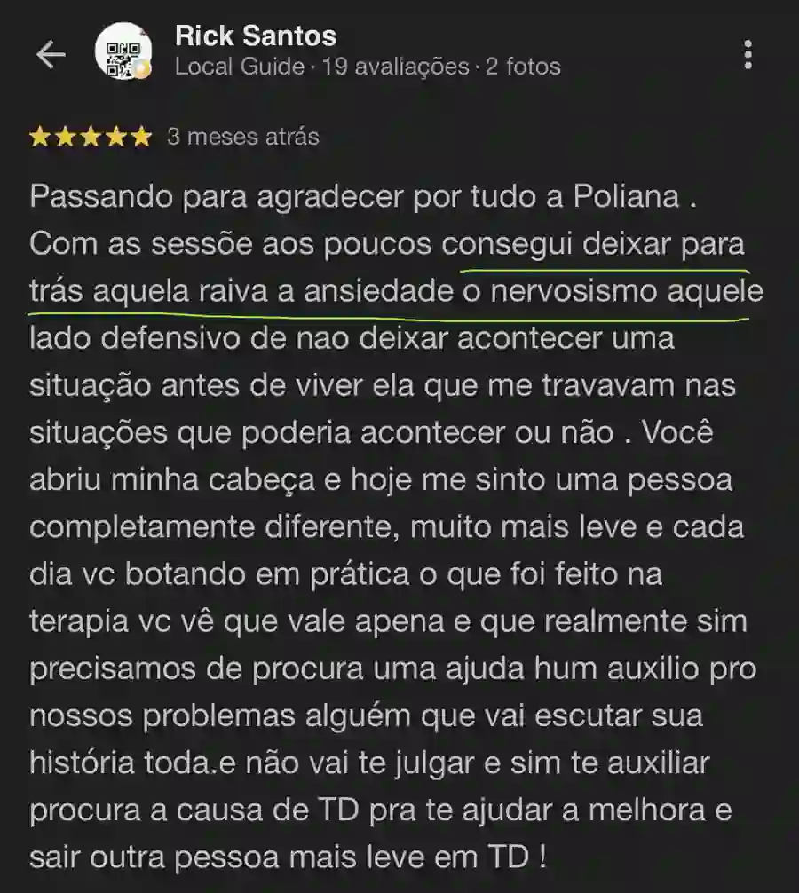 Depoimento de Rick Santos sobre a Poliana Santos no Google